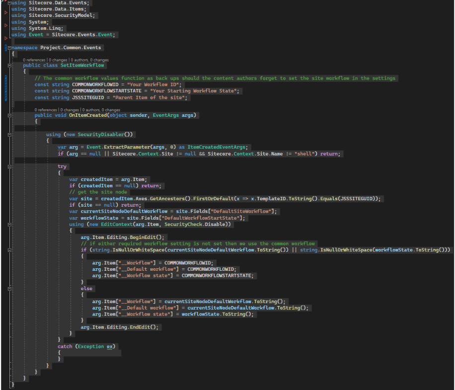 screenshot of code file